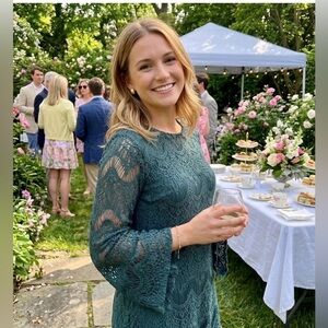 Altar’d State Elegant Emerald Green Dress with lace overlay